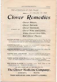 An Original 1896 Full Page Advertisement for Clover Remedies , Bitters ,  Liver Pills Others