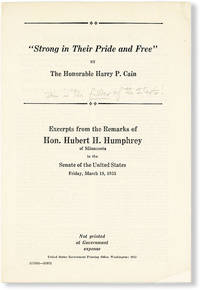 Strong in Their Pride and Free" [And] Excerpts from the Remarks of Hon. Hubert H. Humphrey of Minnesota in the Senate of the United States, Friday, March 18, 1955