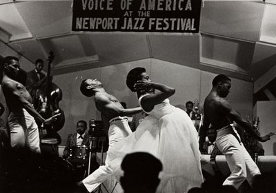 Photograph of Eartha Kitt and the Newport Jazz Festival, 1957