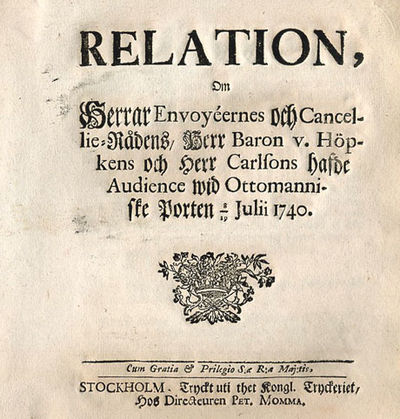 Relation, om herrar envoyéernes och…