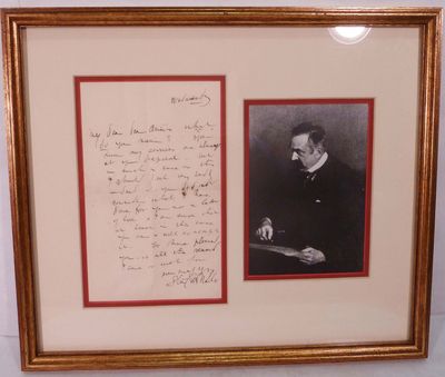 Stanford White ALS & Portrait of latter, matted and framed [36 x 48 cm.] WITH Aline B. Saarinen ALS, 22 x 16.5 cm. laid-ln at rear sleeve of frame; Stanford White, American architect and partner in McKim, Mead & White