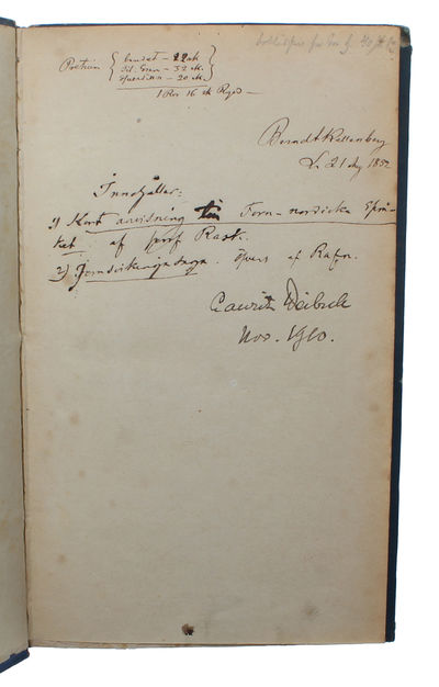 Kort Anvisning till Fornnordiska Språket. Öfversättning med några förändringar och tillägg. (Bound with 'Jomsvikinga Saga, oversat af Carl Christian Rafn', København, 1824). (photo 3)
