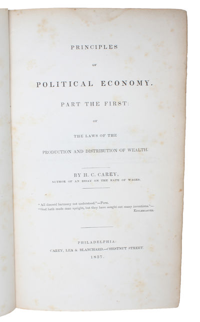 Principles of Political Economy. 4 Parts in 3 vols. Part the First: Of the Laws of the Production and Distribution of Wealth. Part the Second: Of the Causes which Retard Increase in the Population of Wealth, and Improvement in the Physical and Moral C... - [THE MOST IMPORTANT 19TH CENTURY ECONOMIC WORK PUBLISHED IN THE USA] (photo 2)