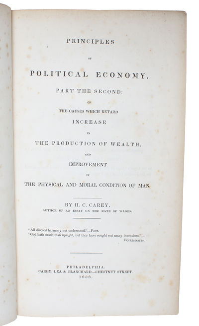 Principles of Political Economy. 4 Parts in 3 vols. Part the First: Of the Laws of the Production and Distribution of Wealth. Part the Second: Of the Causes which Retard Increase in the Population of Wealth, and Improvement in the Physical and Moral C... - [THE MOST IMPORTANT 19TH CENTURY ECONOMIC WORK PUBLISHED IN THE USA] (photo 3)