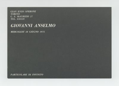 Exhibition card: Giovanni Anselmo: Particolare di Inifinito (18 June 1975)