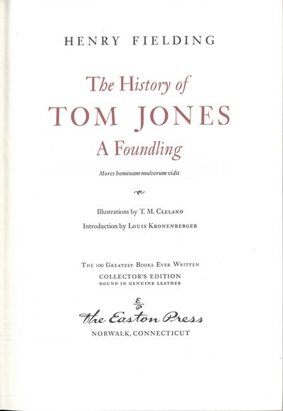 The History of Tom Jones. A Foundling. Mores…