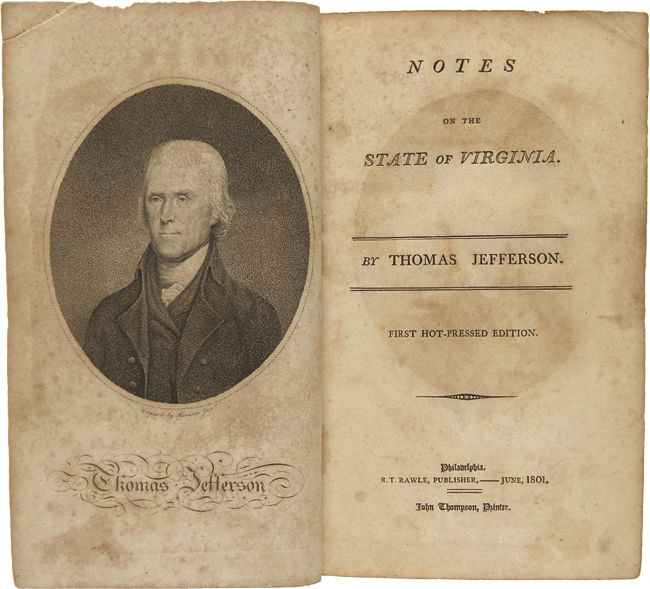 Thomas Jefferson Notes On The State Of Virginia Summary NOTES ON THE STATE OF VIRGINIA by Jefferson, Thomas | 1801. | R.T