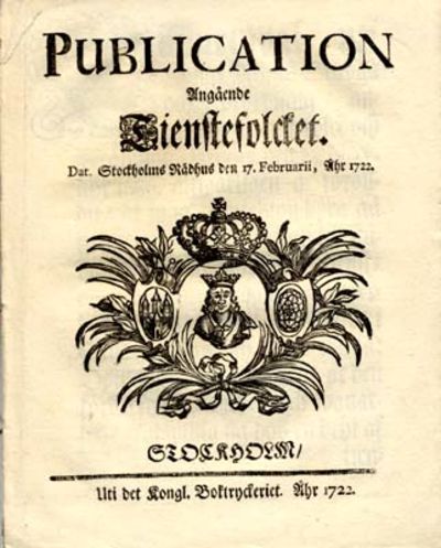 Publication angående tienstefolcket. Dat.…