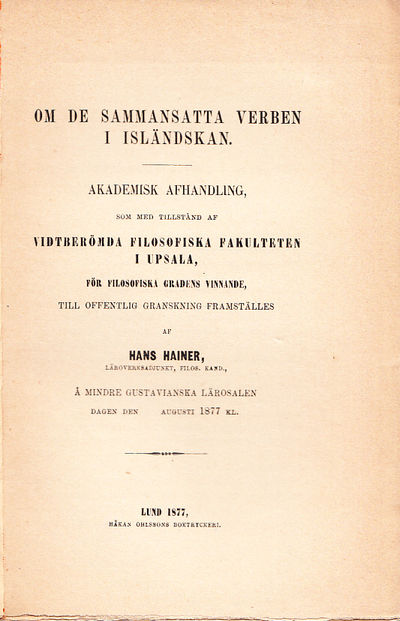 Om de sammansatta verben i isländskan. Akademisk…