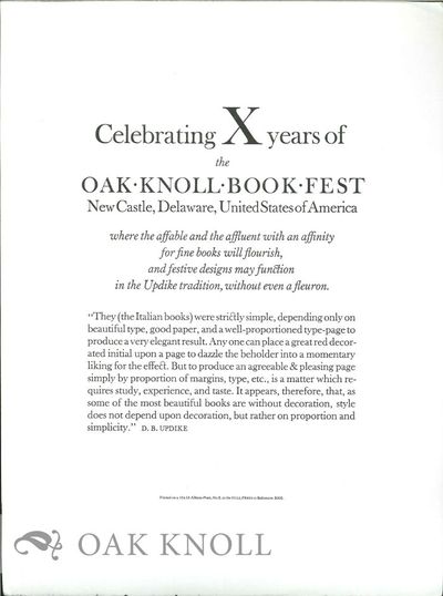 CELEBRATING X YEARS OF THE OAK KNOLL BOOK FEST