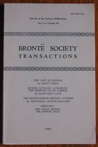 BrontÃ« Society Transactions 1982 Part 92 No 2 Volume 18