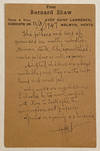 Autograph postcard "GENIUS IN A FAMILY IS A NUISANCE."