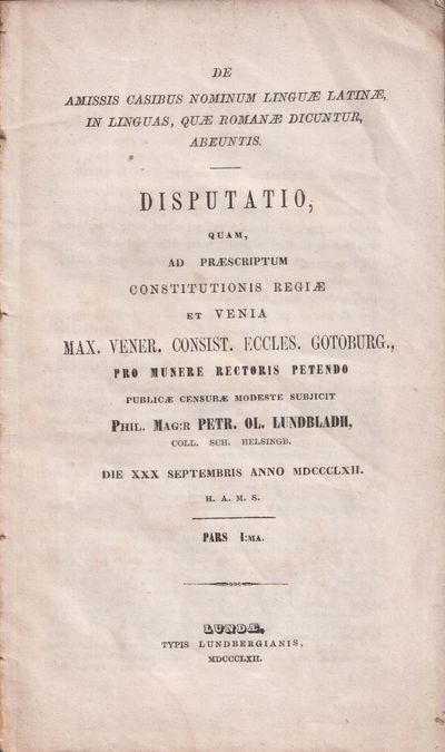 De amissis casibus nominum linguæ latinæ, in…