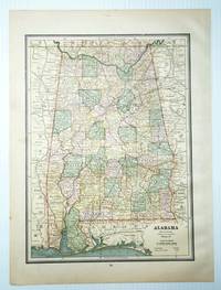 1889 Color Map of the State of Alabama