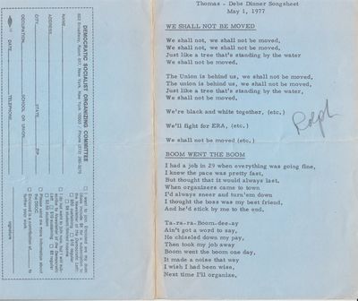 Thomas-Debs Dinner Songsheet   May 1, 1977