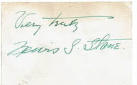 image of CARD INSCRIBED AND SIGNED BY CHARACTER ACTOR LEWIS STONE WHO PLAYED ANDY ROONEY'S FILM FATHER JUDGE HARDY IN FIFTEEN MOVIES.