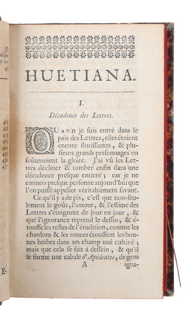 Huetiana, ou pensees diverses de M. Huet, eveque d´Avraches. Nouvelle edition, augmentée de la description en vers latins du voyage de l?auteur en Suède. (photo 3)