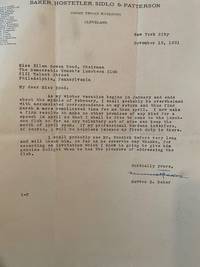 Archive of Incoming Correspondence of Ellen Gowen Hood of the Democratic Women’s Luncheon Club of Philadelphia, From Colleagues Including Newton Baker, 1920s-1940s