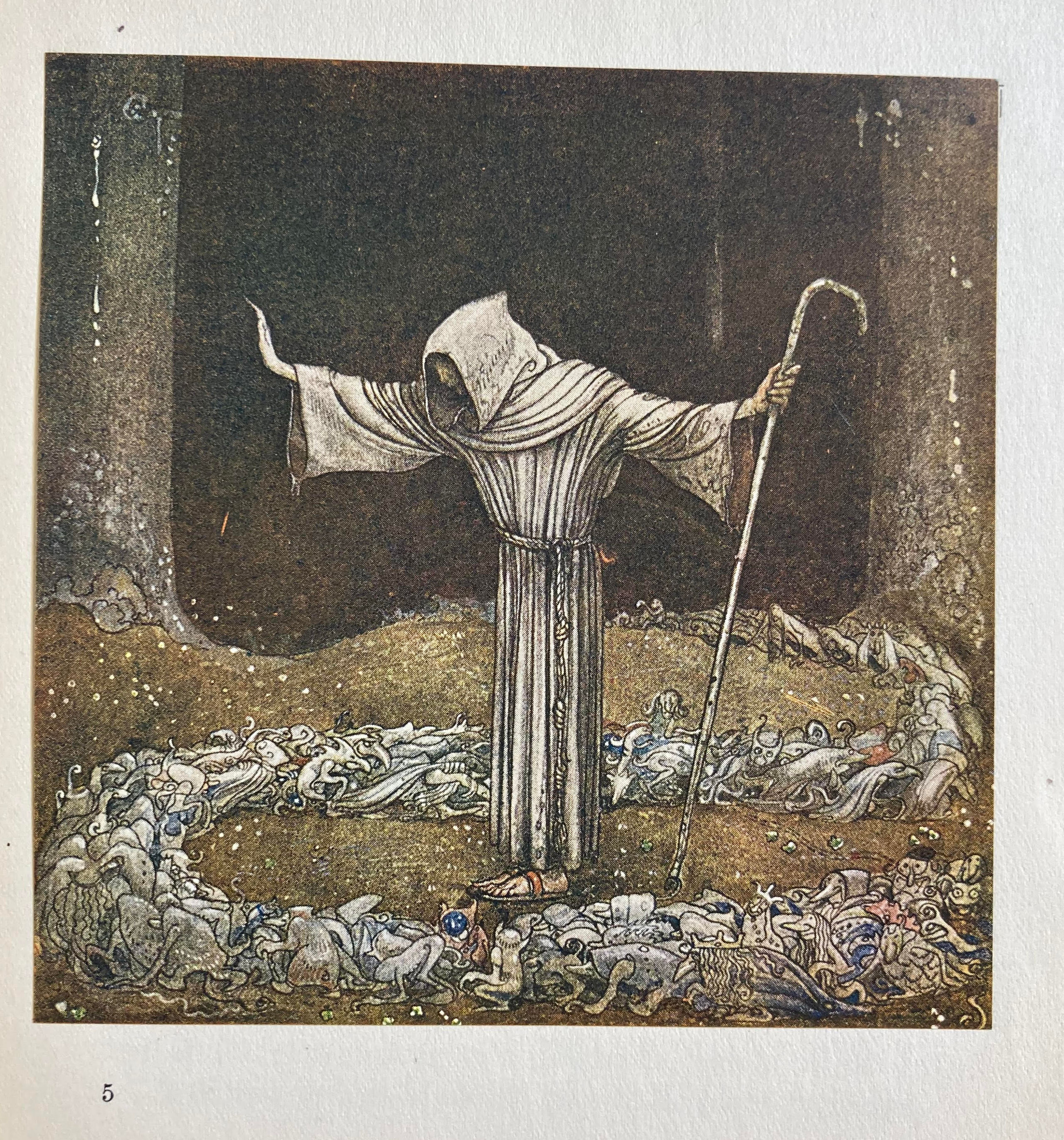 Bland Tomtar Och Troll by John Bauer | White cloth stamped in gold