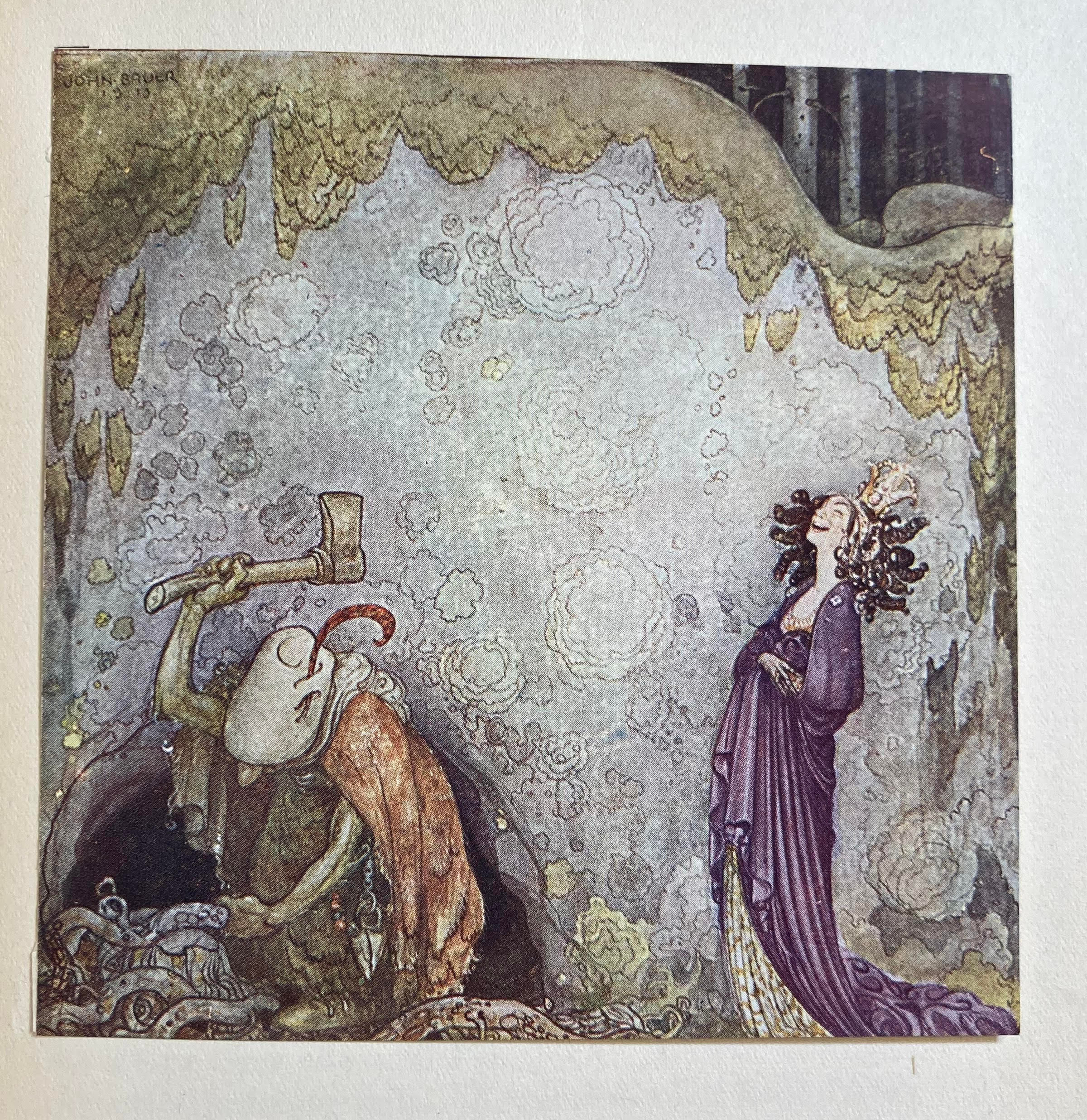 Bland Tomtar Och Troll by John Bauer | White cloth stamped in gold