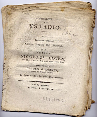 Dissertatio de Ystadio. I-II. A.a.