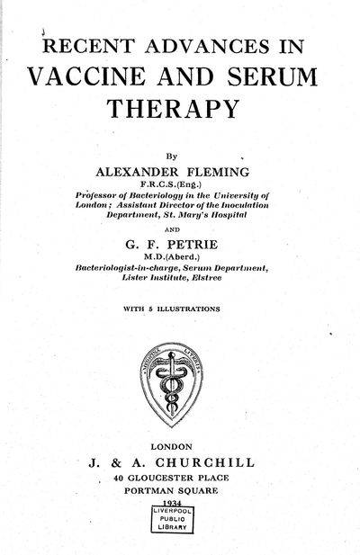 NOBEL. Recent Advances in Vaccine and Serum Therapy