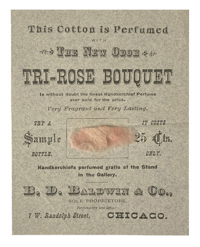 This Cotton is Perfumed with the New Odor Tri-Rose Bouquet...(Handkerchief Perfume Sample)