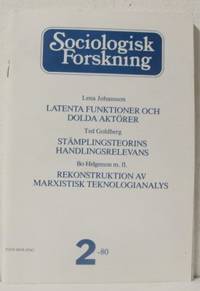 Sociologisk forskning nr. 2, 1980. Årgång XVI.