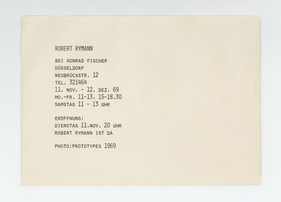Exhibition card: Robert Rymann Bei Konrad Fischer (11 November-12 December 1969)