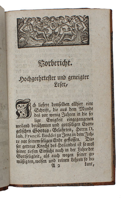 Des berühmten Gottesgelahrten Herrn D. I. Franc. Buddei zu Jena kurtz vor seinem seligen Tode gehaltenes Collegium oder Colloquium Privatissimum über neun und neuntzig demselben von einigen seiner vertrautesten und gelehrtesten Zuhörern vorgelegete in... (photo 3)