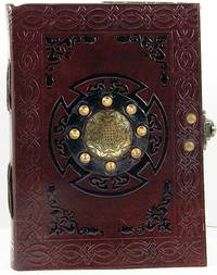 Handmade Paper Brown Luxury Leather 5 x 7 Paper Journal with Brass Medallion by David Friedman