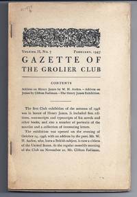 GAZETTE OF THE GROLIER CLUB: "Address on Henry James"