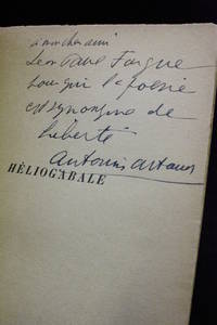 Héliogabale ou l'anarchiste couronné EDITION ORIGINALE Service de presse ENVOI AUTOGRAPHE by ARTAUD Antonin DERAIN André - 1934