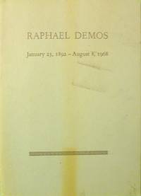 cover of Raphael Demos January 23, 1892 - August 8, 1968 Memorial Service Booklet