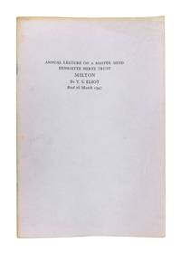 Milton: Annual Lecture on a Master Mind [Henriette Hertz Trust]