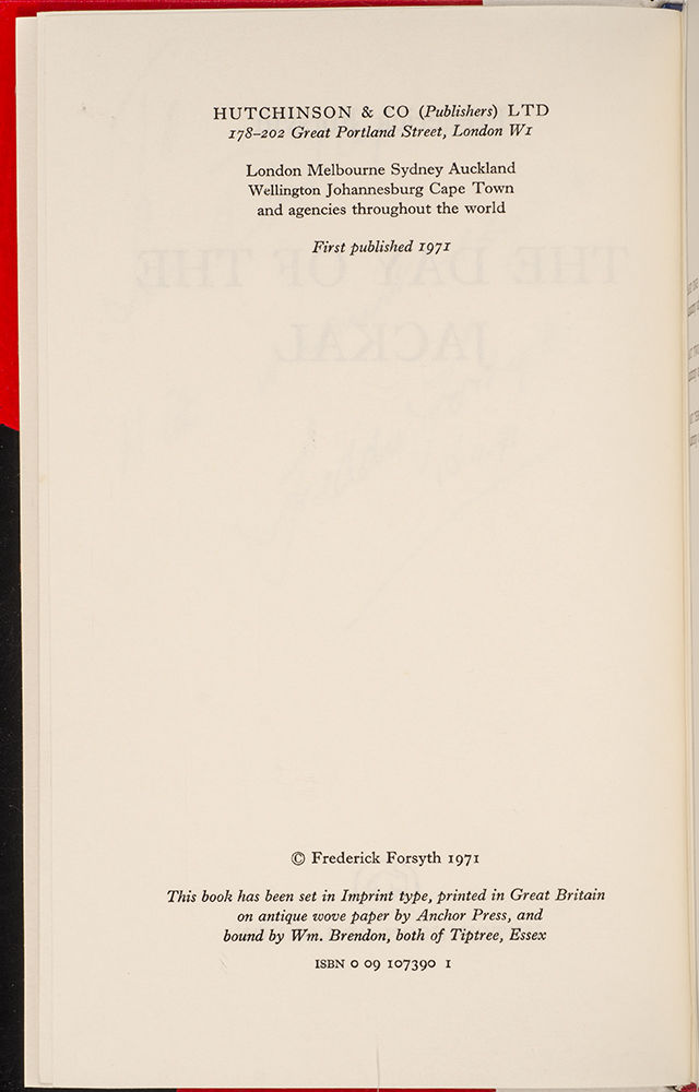 BIBLIO | The Day of the Jackal (Inscribed first edition) by [Fine