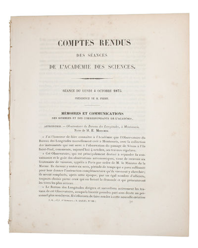 Résultats obtenus dans les essais d'applications industrielles de la chaleaur solaire. [In: "Comptes Rendus Hebdomadaires des Séances de L'Academie des Sciences", Tome LXXXI (No.14)]. - [THE SOLAR GENERATOR] (photo 2)
