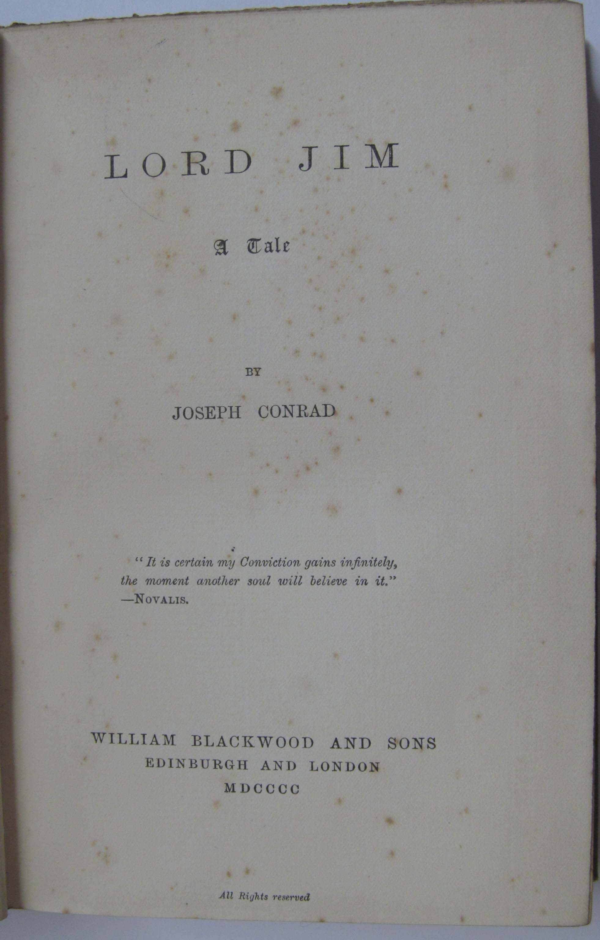 Lord Jim by Joseph Conrad First Printing of the First Edition 1900