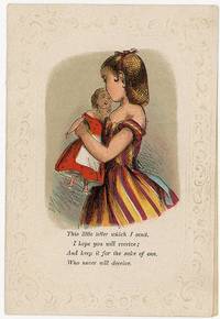 Valentine Greeting from Pretty Young Girl reminiscent of a Paper Doll Holding a Doll No.2