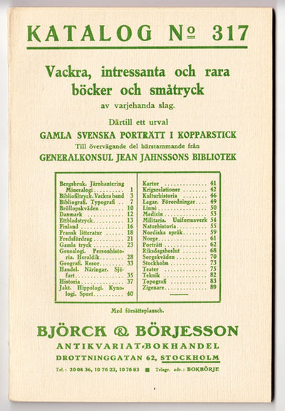 Björck & Börjesson. Katalog No. 317. Vackra,…