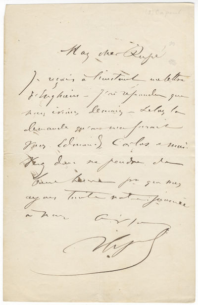 Three autograph letters signed "V Capoul," most probably to composer Georges Rupé