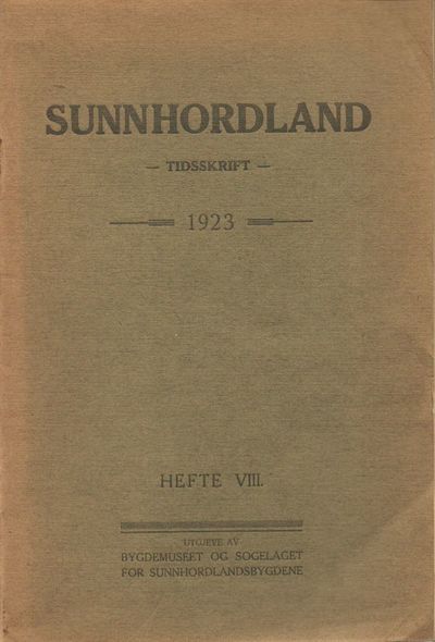 Sunnhordaland tidsskrift. Hefte VIII.