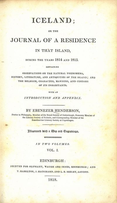 Iceland ; or the journal of a residence in that…