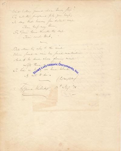 Fitz-Greene Halleck Copies Out And Signs Two Verses By Thomas Campbell