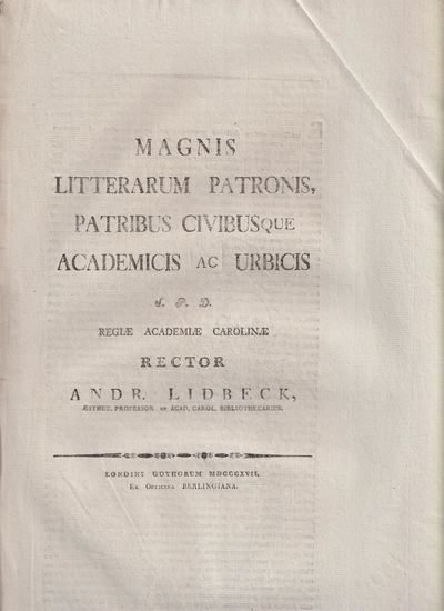 Magnis litterarum patronis, patribus civibusque…