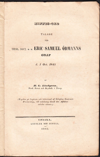 Minnes-ord talade vid theol. doct. m.m. Eric…