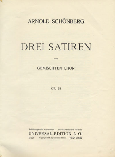 [Op. 28]. Drei Satiren [Score]