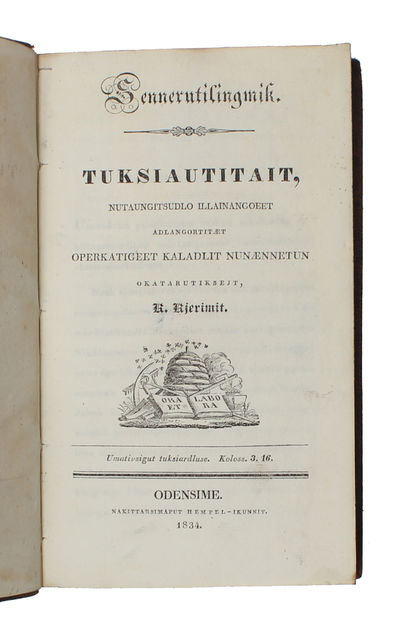 Sennerutilingmik. Tuksiautitait, nutaungitsudlo illainangoeet adlangortitæt operkatigeet Kaladlit nunænnetun (i.e. English: 210 Psalms about the Crucified). (photo 2)