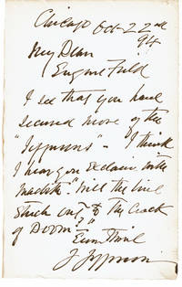 image of AUTOGRAPH LETTER SIGNED by the 19th Century American Actor JOSEPH JEFFERSON to the author_poet EUGENE FIELD.