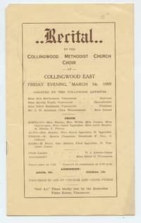 cover of Recital programme for the Collingwood Methodist Church Choir, Vancouver, 1909